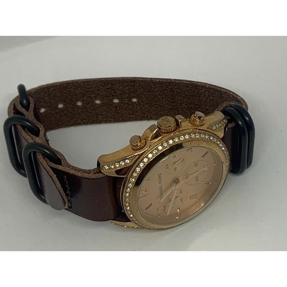 Michael Kors MK5263 Women\'s Leather Analog Rose Di main image 11